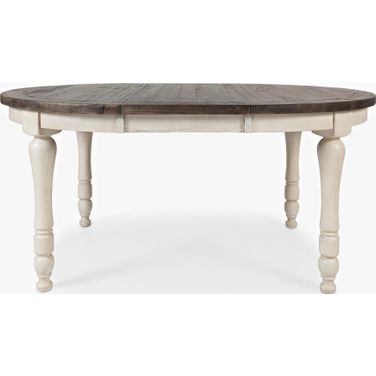 Madison County Round To Oval 66 Inch Dining Table In Vintage White