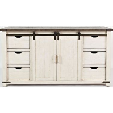 Madison County 70 Inch Barn Door Server In Vintage White