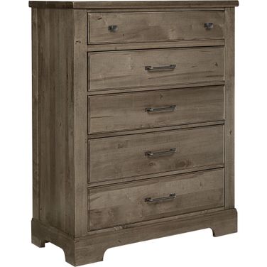 Cool Rustic Stone Grey 5 Drawer Chest