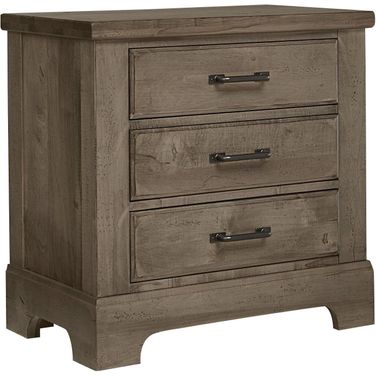 Cool Rustic Stone Grey 3 Drawer Nightstand