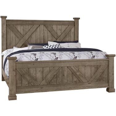 Cool Rustic Stone Grey King X Style Bed