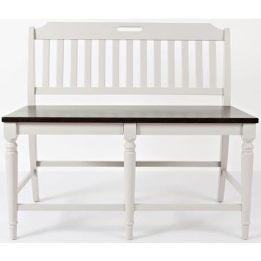 Orchard Park 48 Inch Slatback Counter Height Bench In Soft Grey