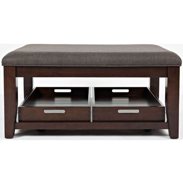 Twin Cities Brown 38 Inch Upholstered Ottoman Coffee Table In Brown