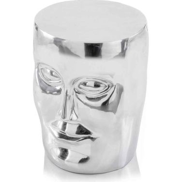 18 Inch Aluminum Faces Round End Table In Silver