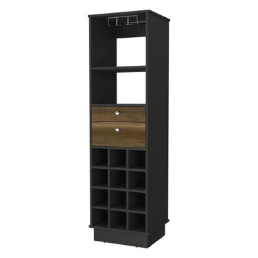 18 Inch Bar Cabinet with Two Drawers In Black