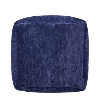 18 Inch Chenille Cube Pouf Ottoman In Blue