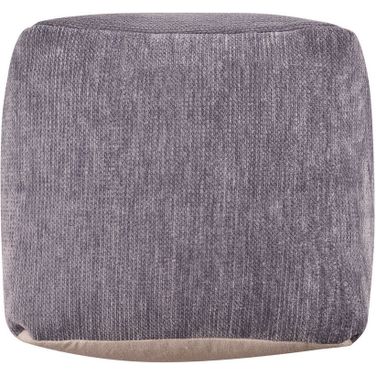 18 Inch Chenille Cube Pouf Ottoman In Gray