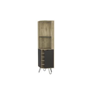 18 Inch Corner Bar Cabinet with Eleven Shelves In Black and Brown