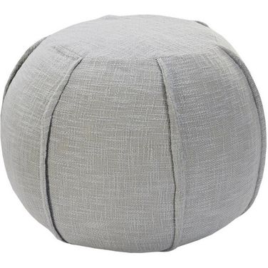 18 Inch Cotton Round Patchwork Pouf Ottoman In Gray