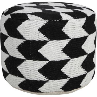 18 Inch Cylinder Chevron Pouf Ottoman In Black