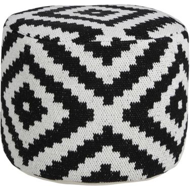 18 Inch Cylinder Geometric Pouf Ottoman In Black