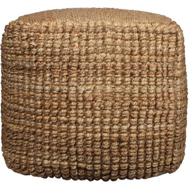18 Inch Jute Blend Cube Pouf Ottoman In Natural