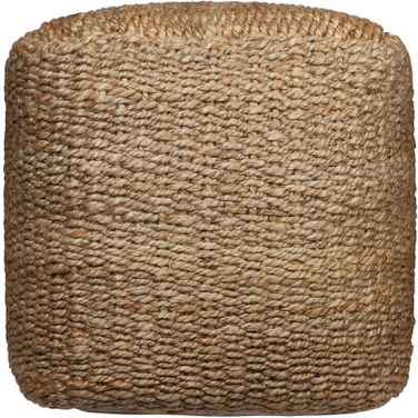 18 Inch Jute Woven Blend Cube Pouf Ottoman In Natural