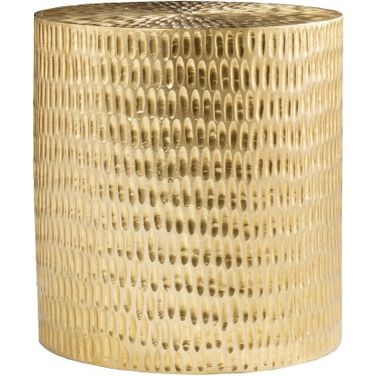 18 Inch Manufactured Wood and Solid Wood Round End Table In Gold