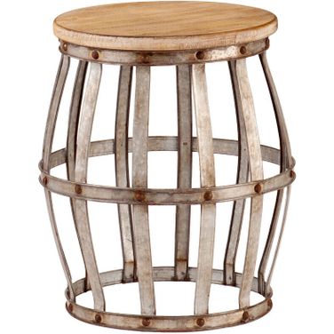18 Inch Manufactured Wood Round End Table In Natural and Silver
