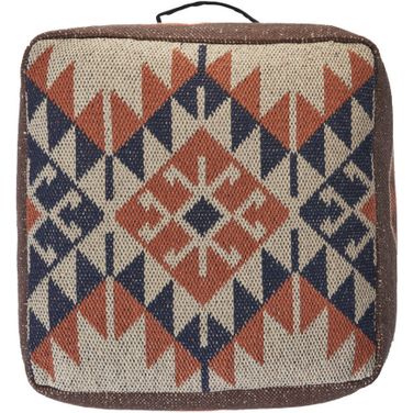 18 Inch Tribal Pouf Ottoman In Brown