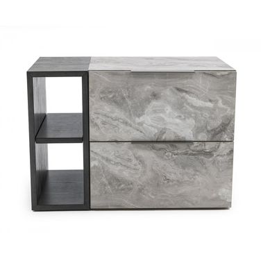 18 Inch Wood Two Drawer Nightstand