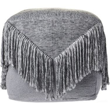 18 Inch Wool Cotton Blend Pouf Ottoman In Gray