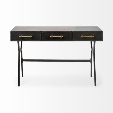 18 Inch Writing Desk with Three Drawers In Black