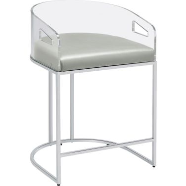 Thermosolis Acrylic Back Counter Height Stools Grey and Chrome Set of 2