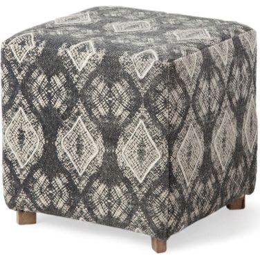 19 Inch Cotton Cube Ottoman In Brown and Gray