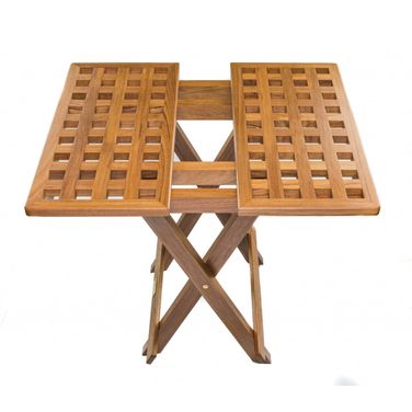 19 Inch Solid Teak Wood Square Indoor Outdoor Folding End Table In Brown