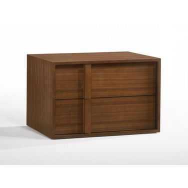 19 Inch Solid Wood and Wood Two Drawer Nightstand
