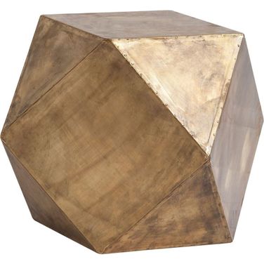 19 Inch Square Block End Table In Brass