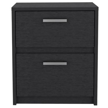 19 Inch Wood Two Drawer Nightstand In Black