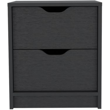 19 Inch Wood Two Drawer Nightstand In Black