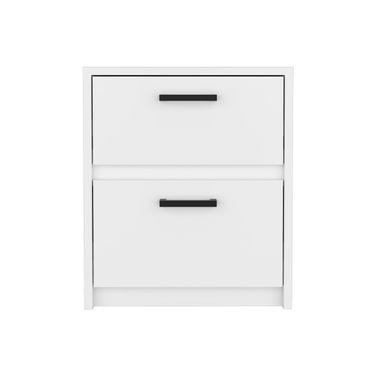 19 Inch Wood Two Drawer Nightstand In White