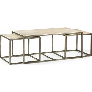 Modern Basics Natural Travertine Rectangular Cocktail Table