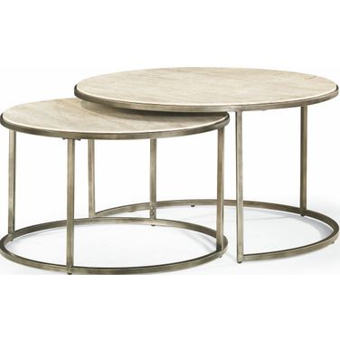Modern Basics Natural Travertine Round Cocktail Table