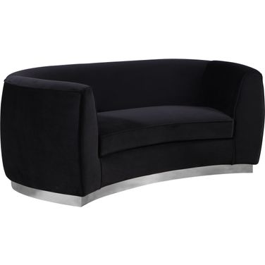 Julian Velvet Loveseat In Black/Chrome