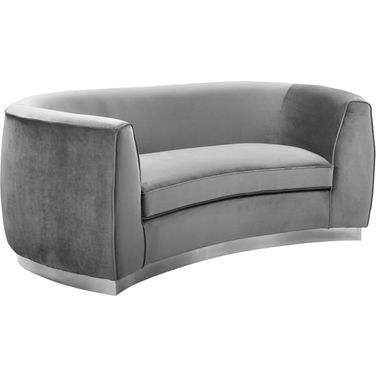 Julian Velvet Loveseat In Grey/Chrome