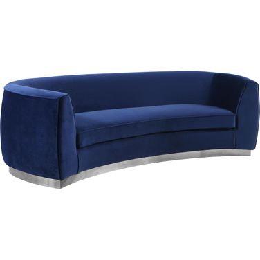Julian Velvet Sofa In Navy and Chrome