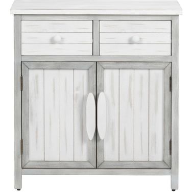 2 Door 2 Drawer Accent Cabinet In White and Tan