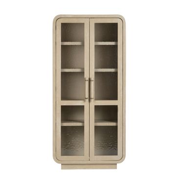2 Door Tall Curio Cabinet In Tan