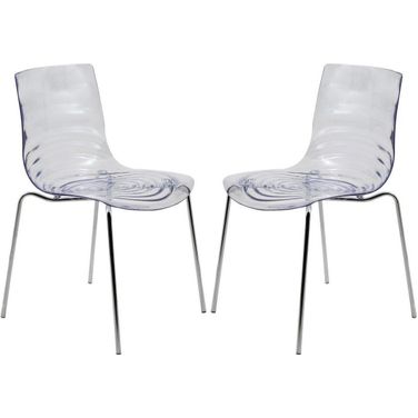 2 LeisureMod Astor Clear Plastic Dining Chairs