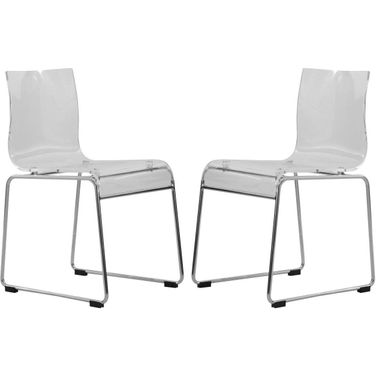 2 LeisureMod Lima Clear Acrylic Chairs