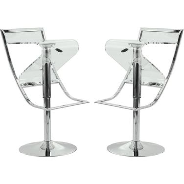 2 LeisureMod Napoli Clear Transparent Acrylic Bar Counter Stools