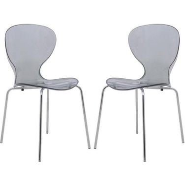 2 LeisureMod Oyster Transparent Black Side Chairs