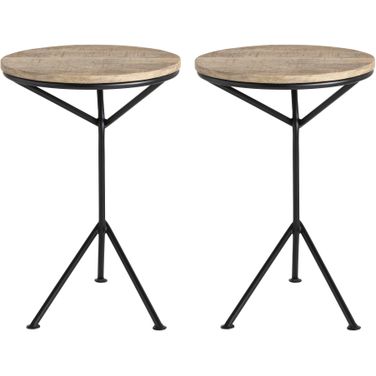 2 Piece Accent Table Set In Brown and Black