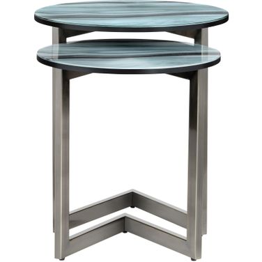 2 Piece Nesting Table Set In Green and Silver