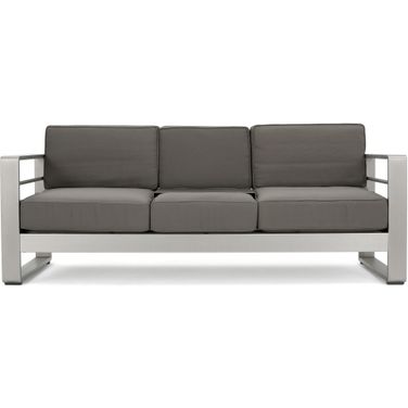 2-Seater Sofa with Metal Tray and Anodized Aluminum Frame In Khaki