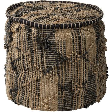 20 Inch Cylinder Geometric Pouf Ottoman In Jute