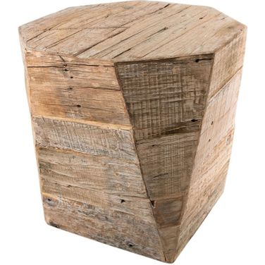 20 Inch Distressed Solid Wood Hexagonal Top Table In Brown