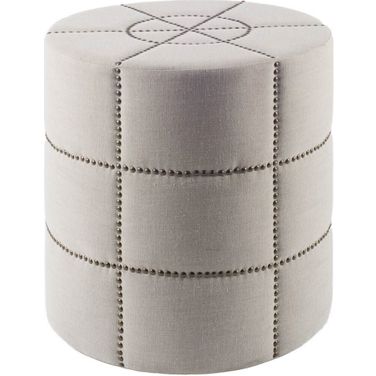 20 Inch Fabric Tufted Round Footstool In Cream