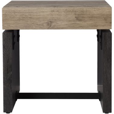 20 Inch Manufactured Wood and Iron Square End Table In Natural Wood