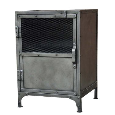 20 Inch Metal Accent Cabinet with Two Shelves In Silver